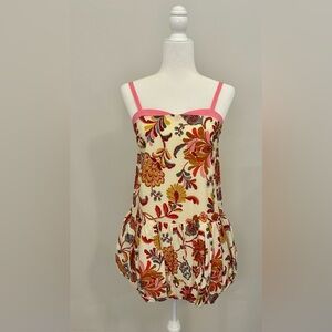 TCEC Floral Mini Dress with Pink Straps